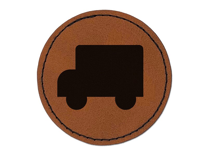 School Bus Solid Round Iron-On Engraved Faux Leather Patch Applique - 2 ...