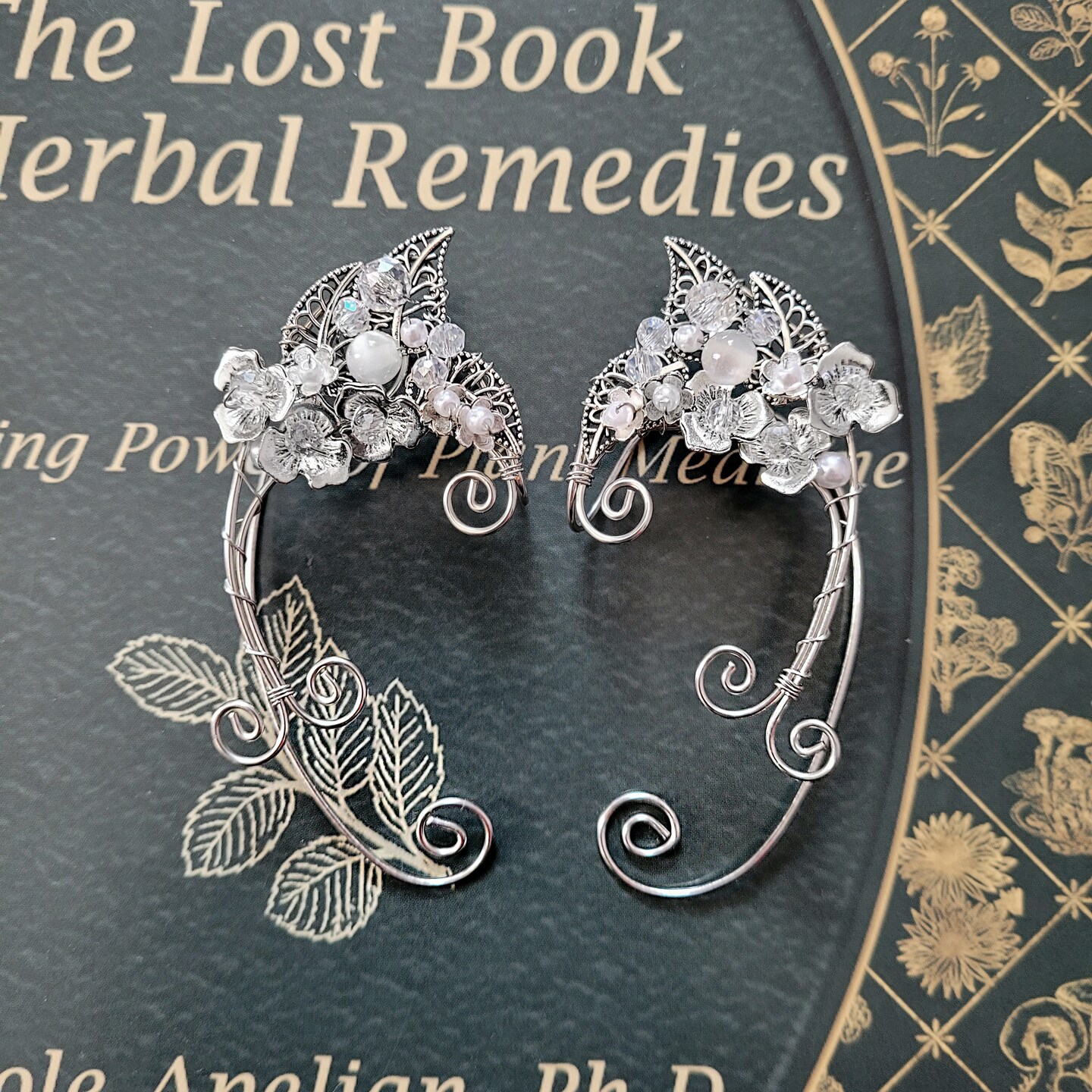Silver Elf Ear Leaf Cuffs, Elvish Jewelry, Fantasy Wrap 