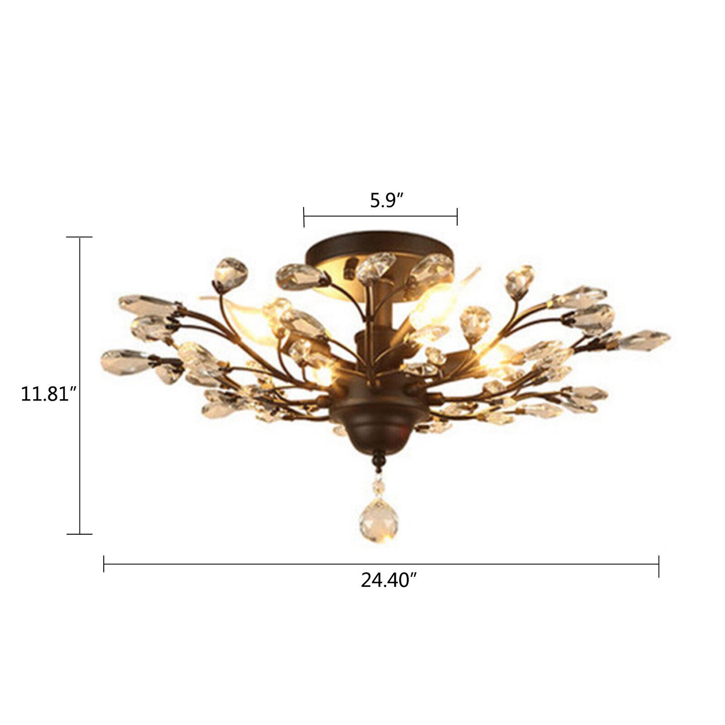 Kitcheniva Crystal Chandelier Light Rustic Branches Ceiling Pendant Lamp Fixture 4/5 Lights