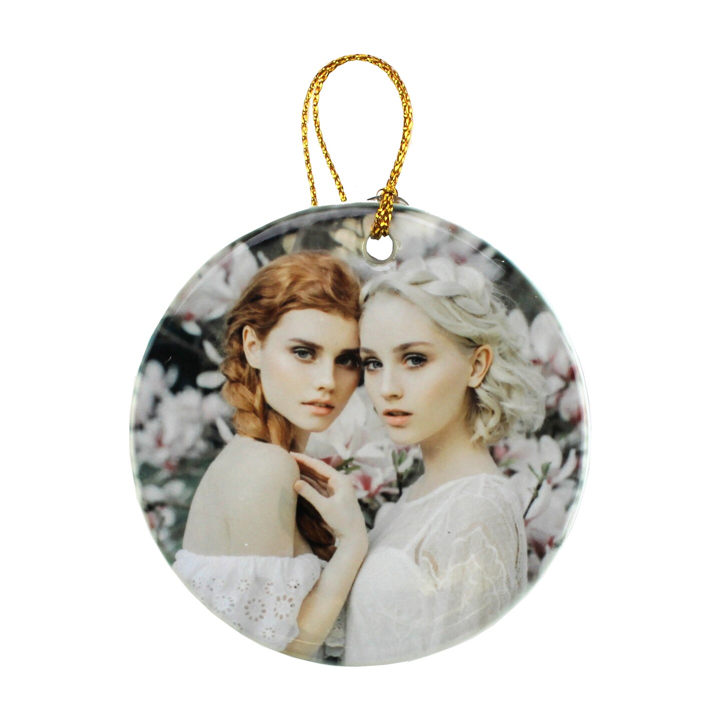 Sublimation Ceramic Ornaments Round 3 with gold string hanger