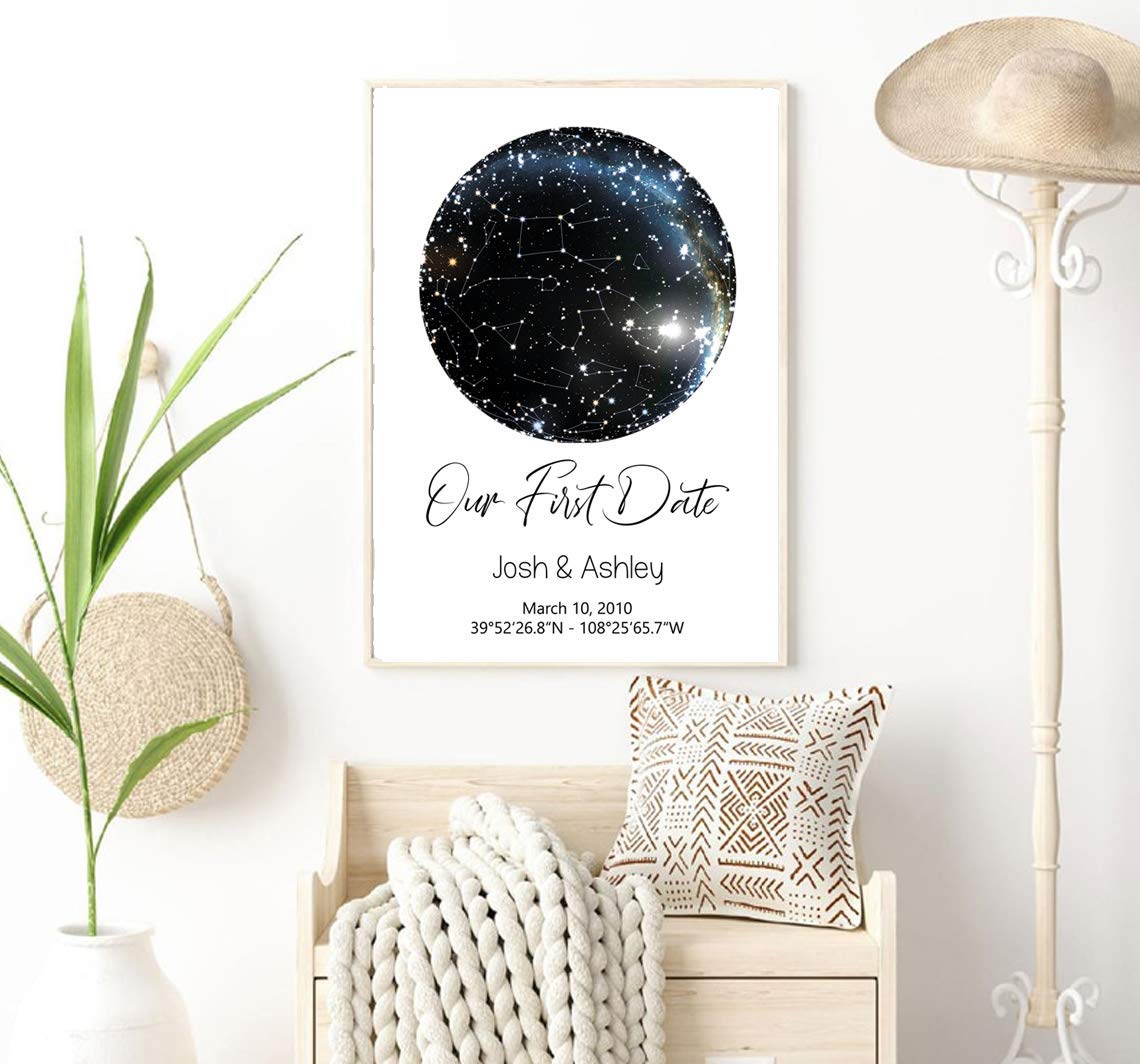 Custom Star Map Personalized Print Constellation Chart Night sky Poster  Wall Art Special Occasion Gift Wedding Anniversary Decor 6st