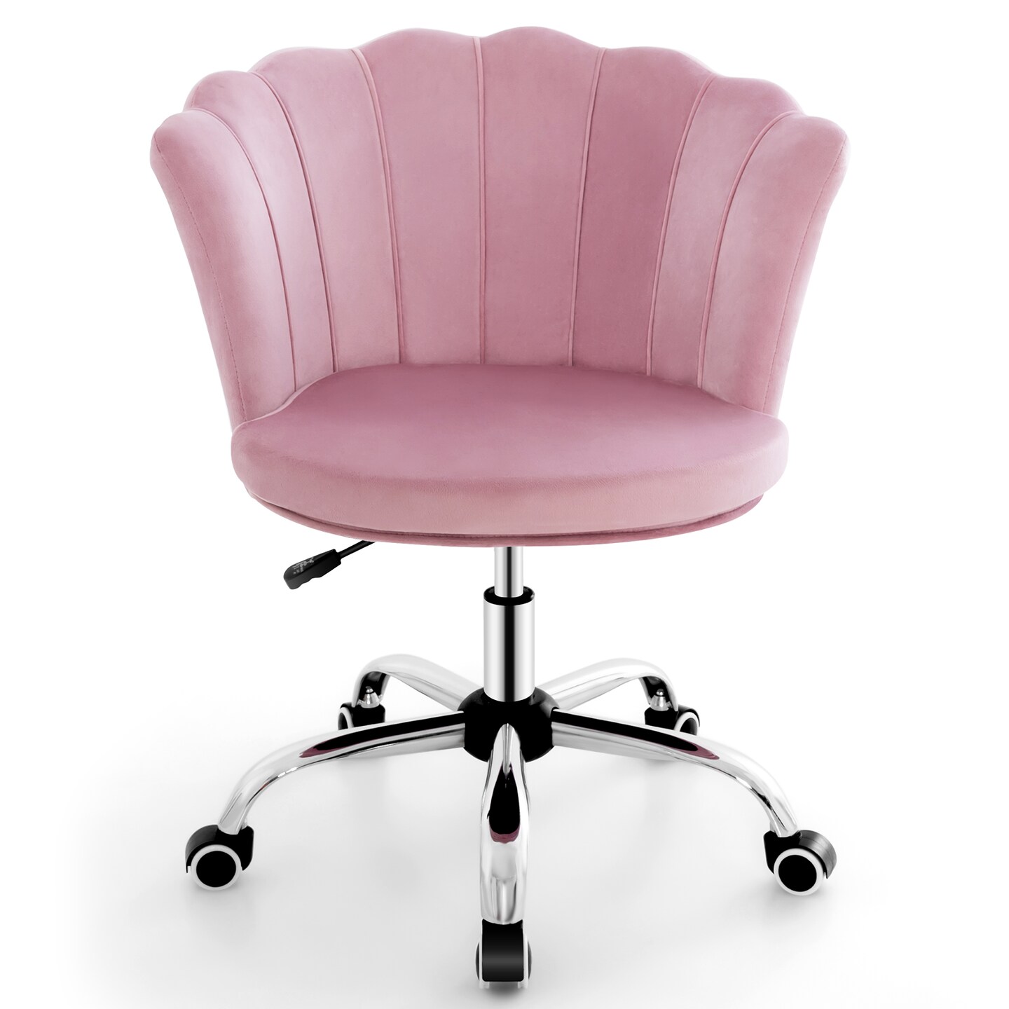 Adjustable Velvet Arm Chair with Wheels