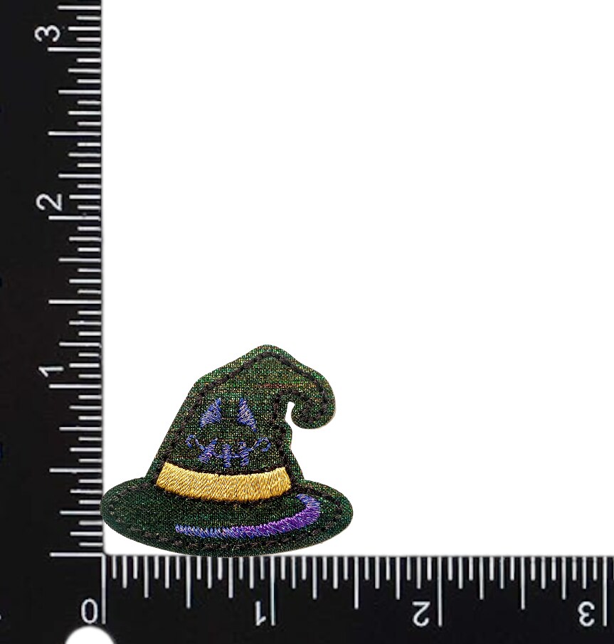 Halloween Black Witch Hat, Spooky, Embroidered, Iron on Patch