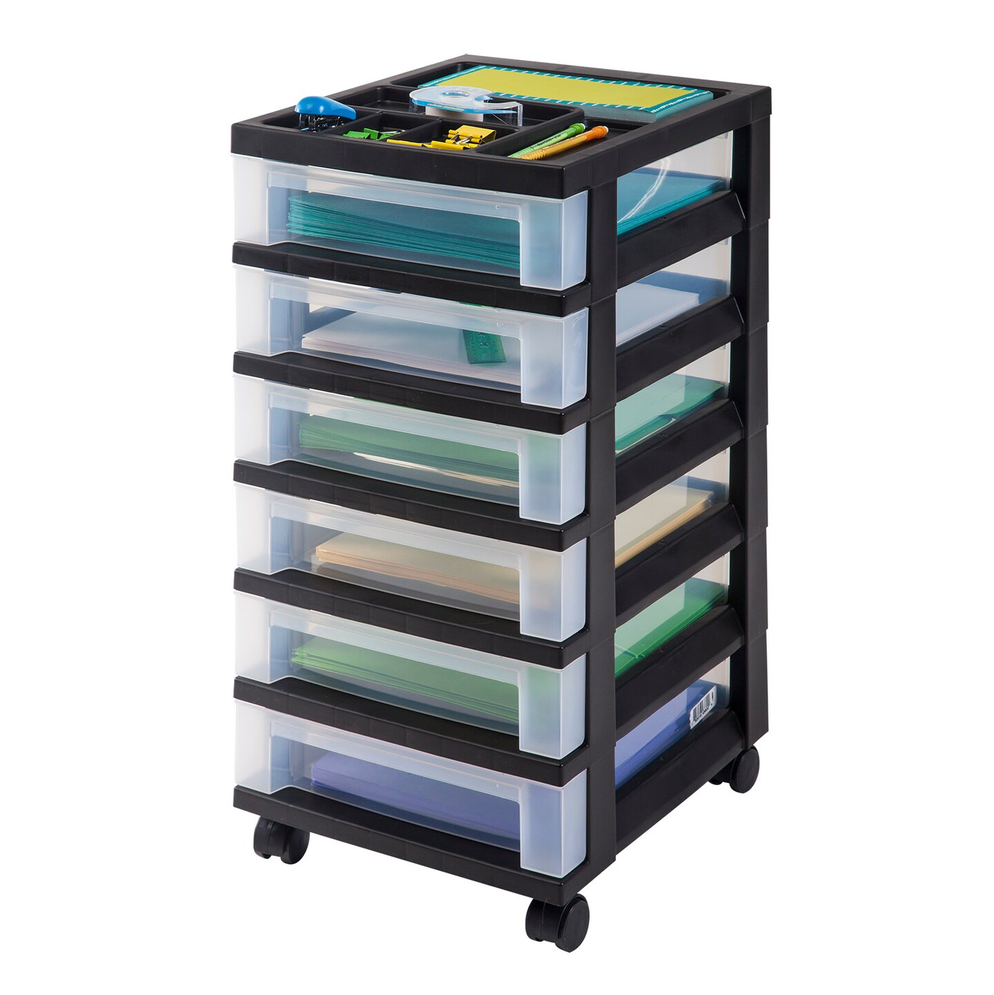 IRIS USA Plastic Rolling Storage Cart with Drawers