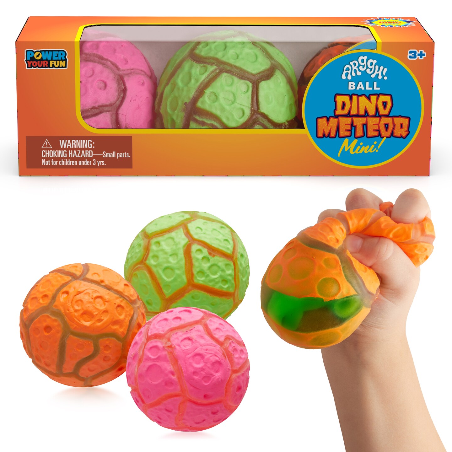 Power Your Fun Arggh Meteor Mini Stress Balls for Kids and Adults- 3pk