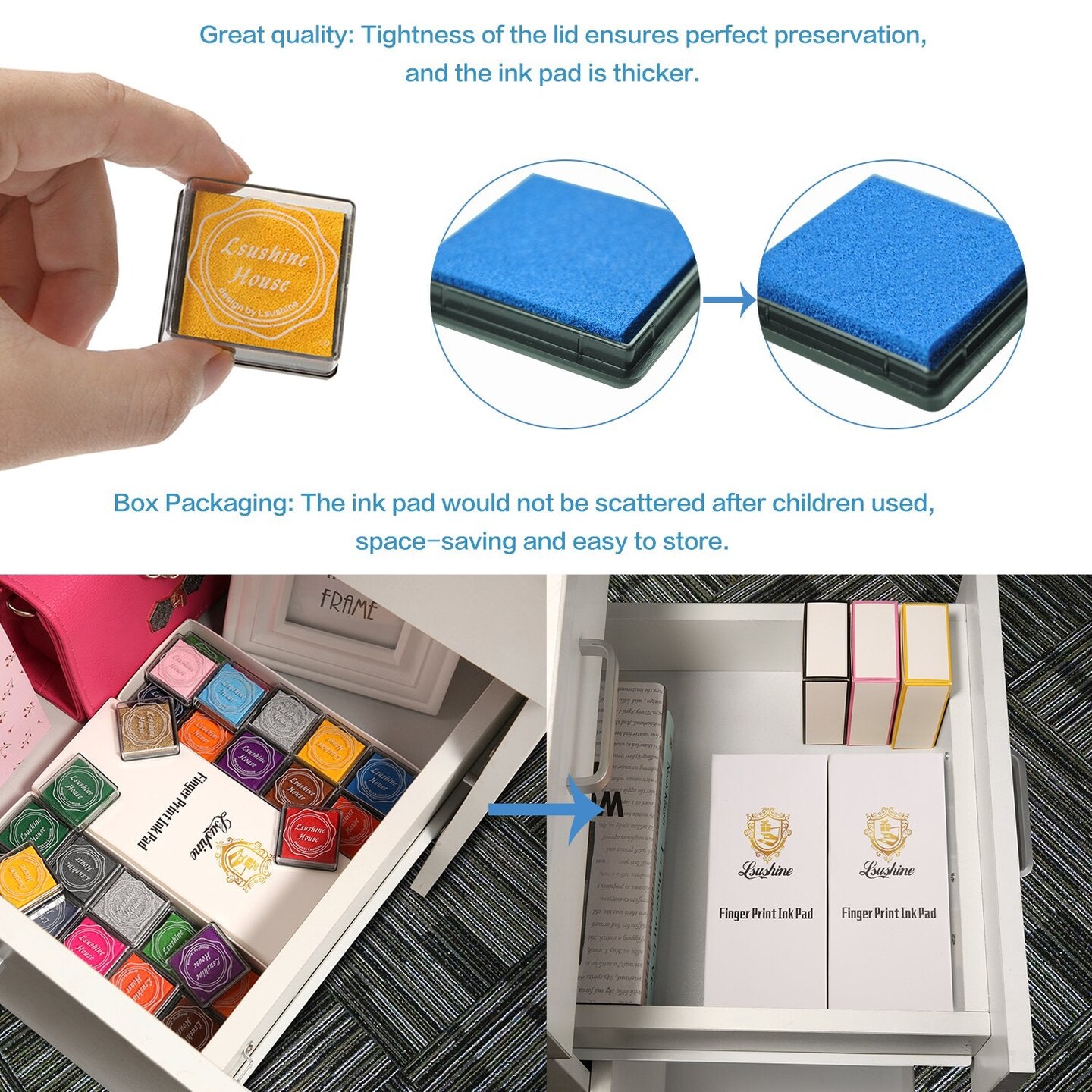 20 Colors Craft Ink Pad Stamps Partner Diy Color, Rainbow Finger Ink pad for kids (pack of 20)