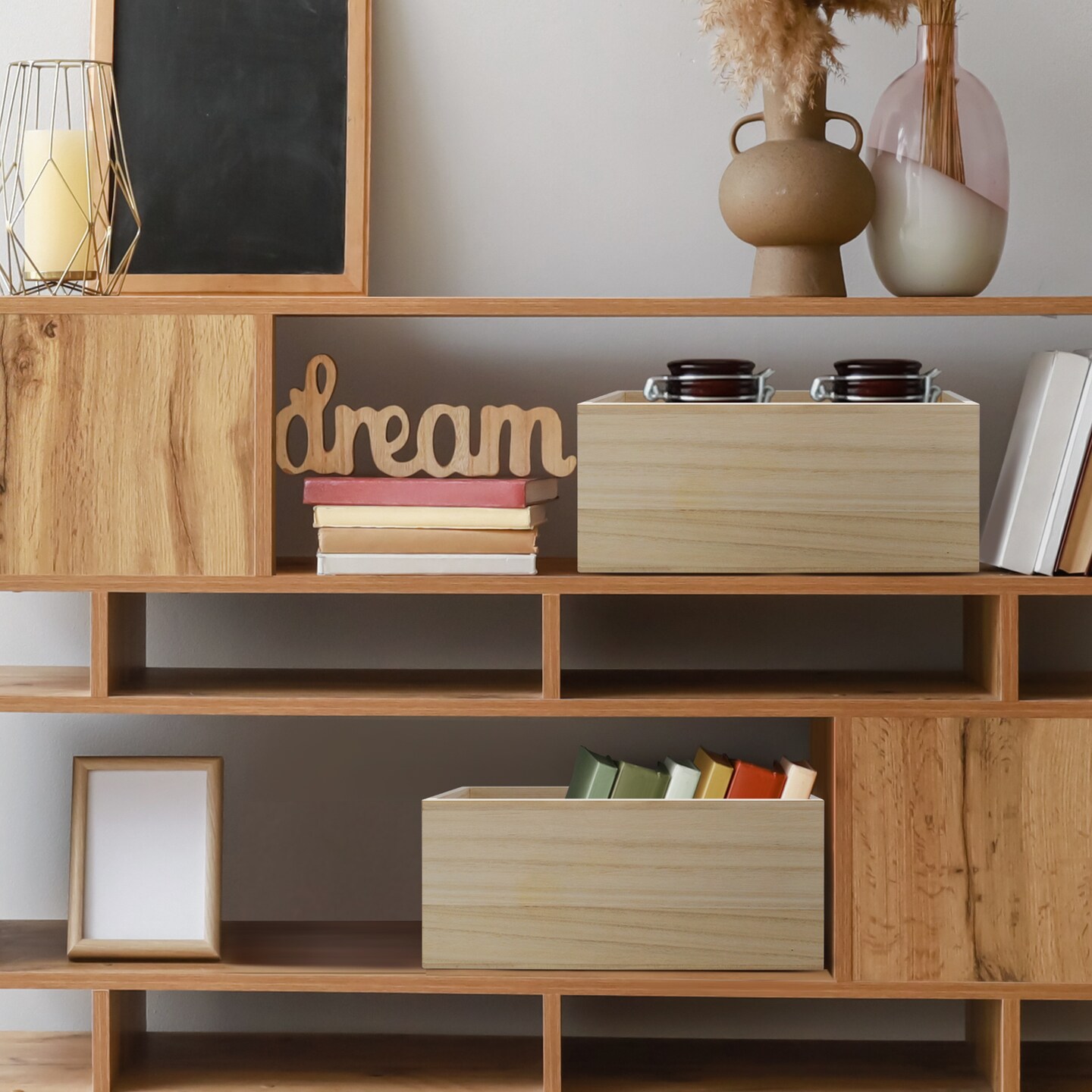 Sorbus Unfinished Wood Crates - Organizer Bins, Wooden Box for Pantry Organizer Storage, Closet, Arts & Crafts, Cabinet Organizers, Containers for Organizing (2 Pack)