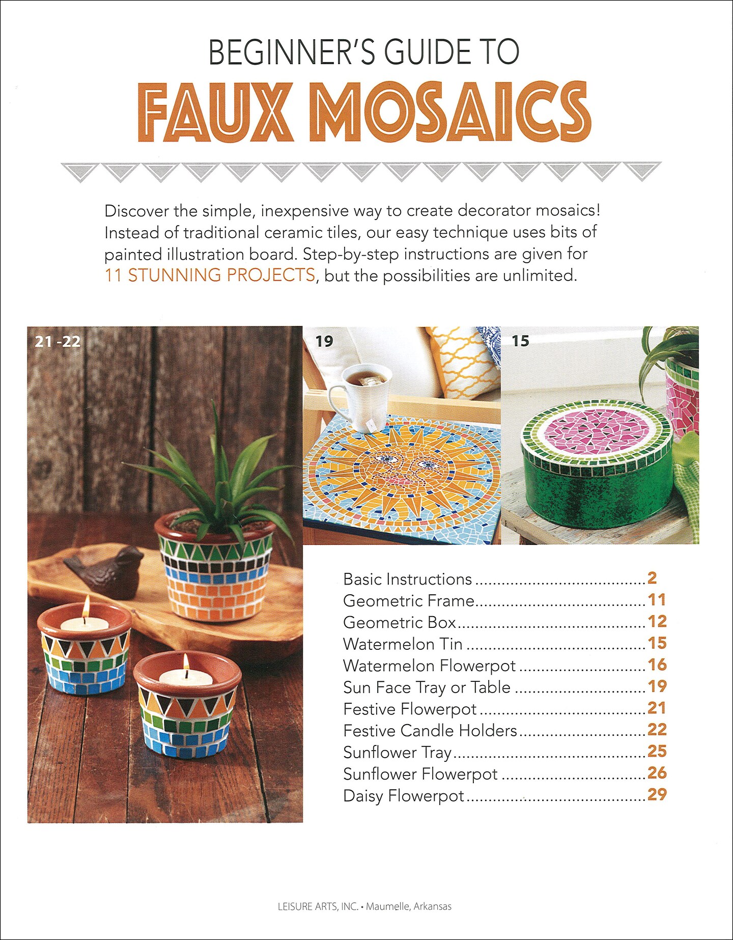 Leisure Arts Beginner&#x27;s Guide To Faux Mosaics Crafting Book