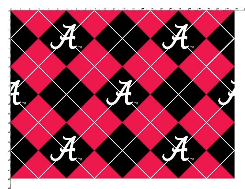 Sykel Enterprises-University of Alabama Fleece Fabric-Alabama Crimson Tide Argyle Fleece Blanket Fabric-Sold by the yard