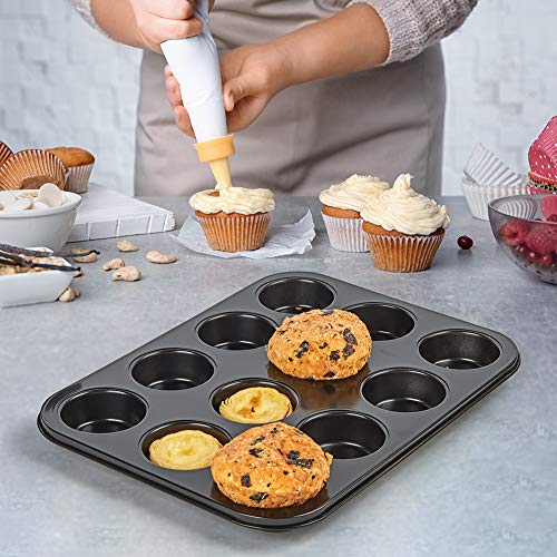 5 Pieces Nonstick Bakeware Set,  Bakeware Include Cookie Sheet, Loaf Pan, Square Pan, Round Cake Pan, 12 Cups Muffin Pan