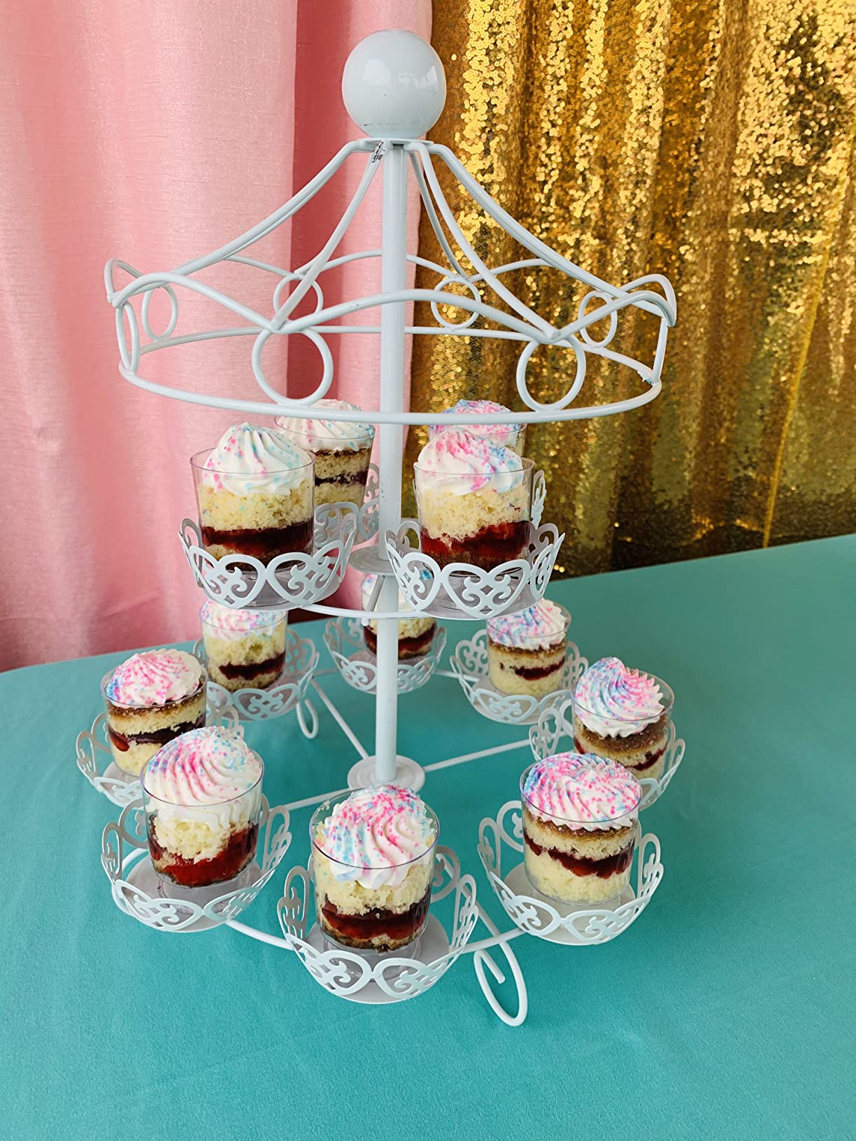 Beistle 2-Piece Durable Cake Stands, Cupcake Holders For Parties, White 12.5 "x6