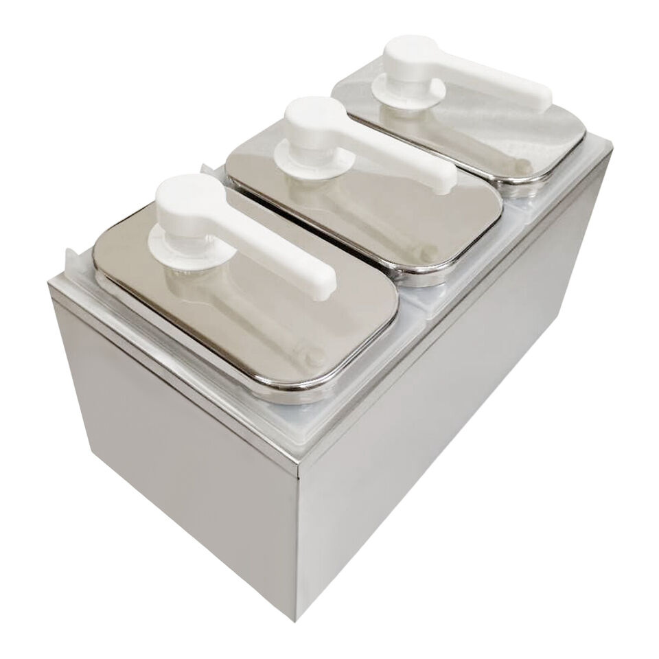 Kitcheniva Sauce Condiment Dispenser Three Heads Pump Catering Stainless