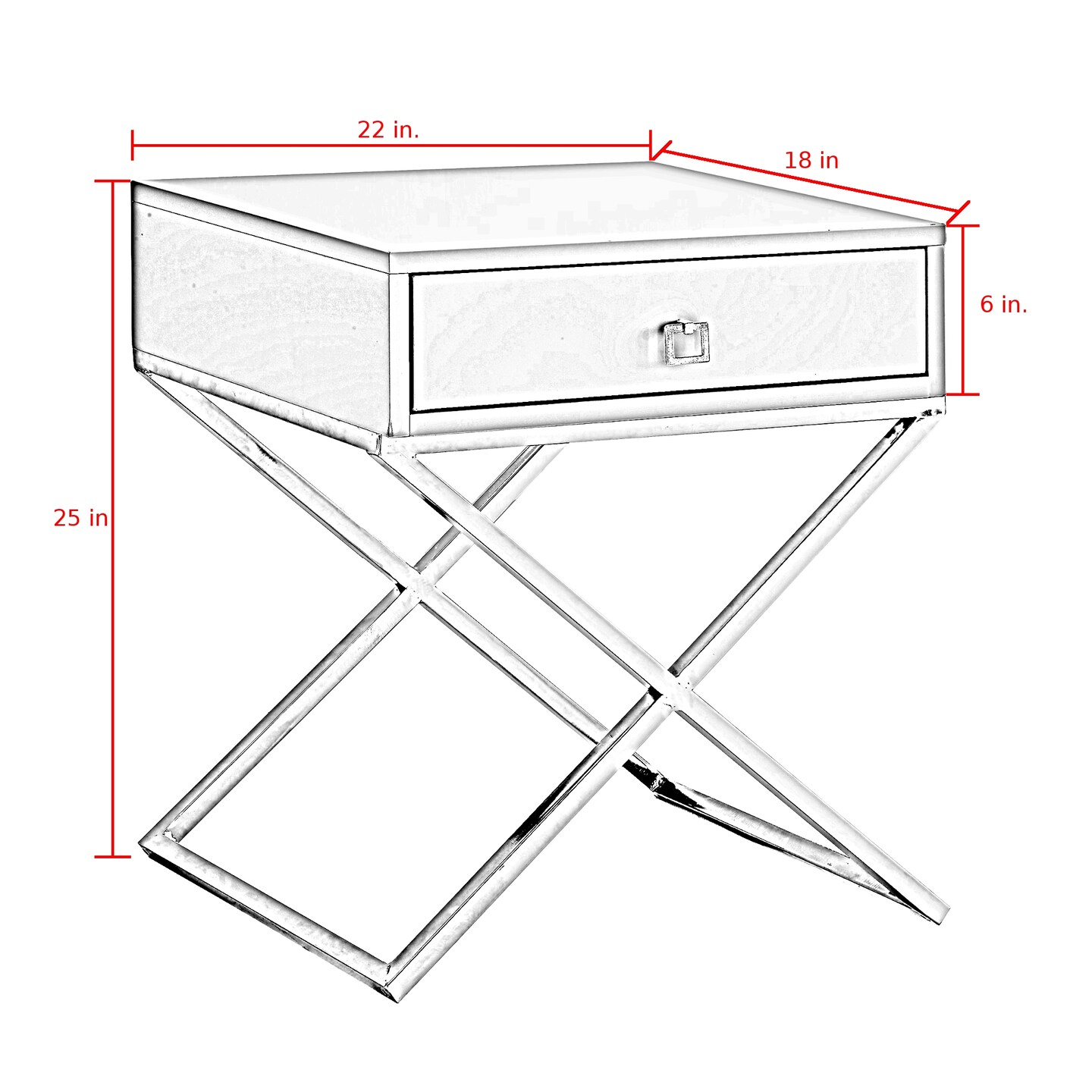 Laila Modern Square Lacquered Metal X-Leg Side/Accent Table/ Nightstand