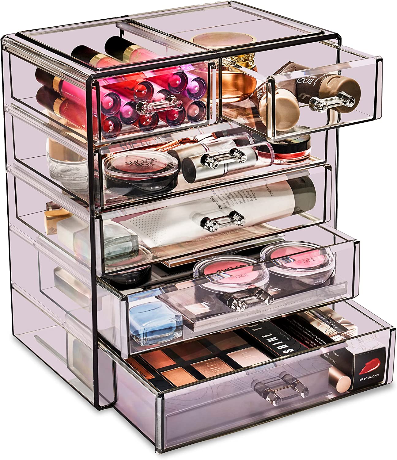 Sorbus Acrylic Makeup & Jewelry Organizer Storage Case- (4 Large, 2 Small Drawers)
