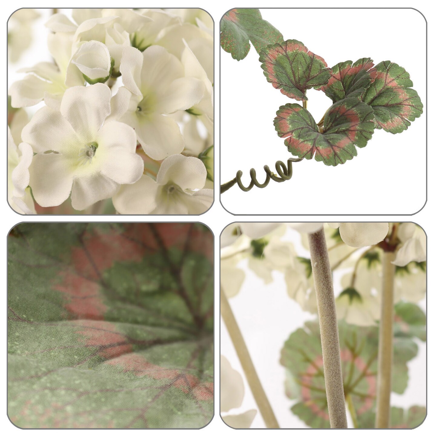 18-Inch White Geranium Bush (Set of 2) - 7 Silk Blooms &#x26; Foliage, Ideal for Home &#x26; Garden Decor, Weddings &#x26; Events - Perfect for Spring/Summer Displays, Floral Home by Artificial Flowers