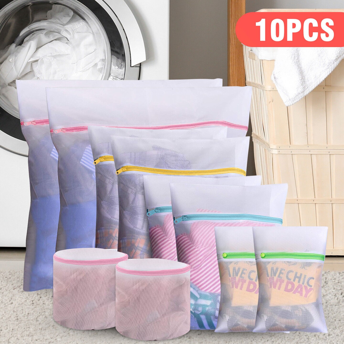 5x Reusable Washing Machine Bag Supplies Mesh Net Laundry Bag Large Wash  Storage | eBay