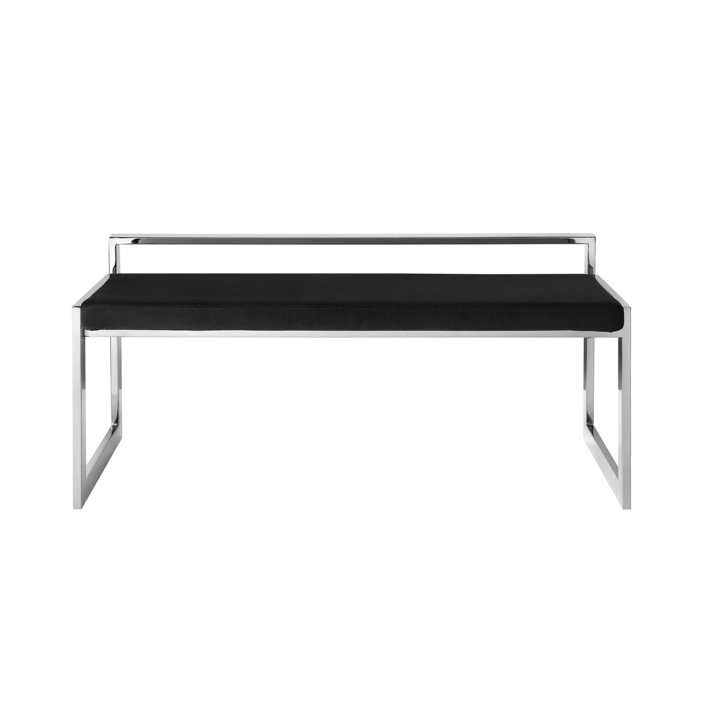 Ledger Velvet Upholstered Metal Frame Bench With Gold/Chrome Legs