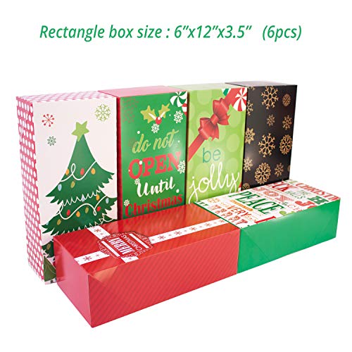 party funny 14 Decorative Christmas Gift Boxes with Lids and 80-Count Foil Christmas Gift Tag Stickers (Assorted size,6 Rectangle,4 Square, 4 Small Square)