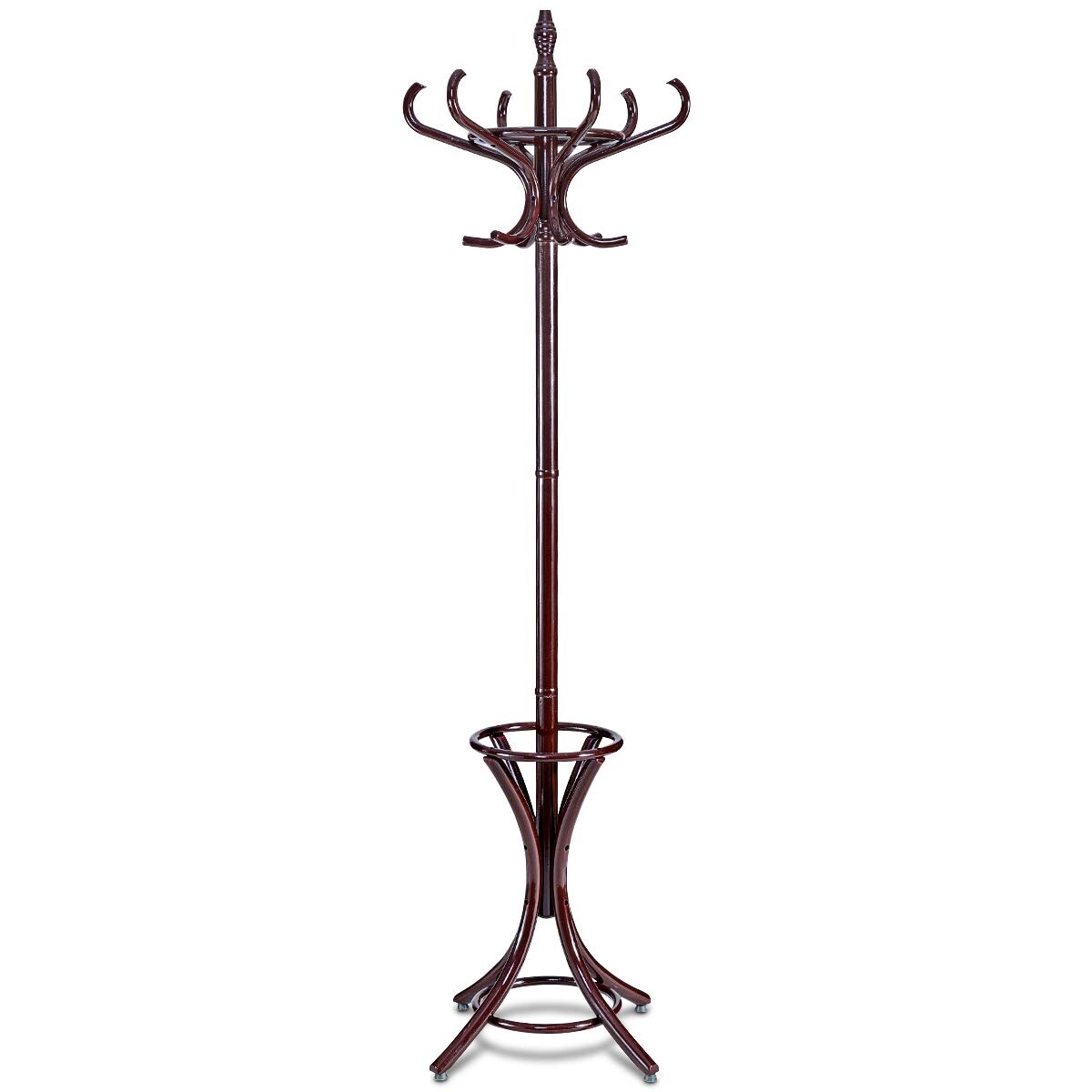 Wooden Freestanding Hat Coat Rack with Umbrella Stand Perfect for Any Room
