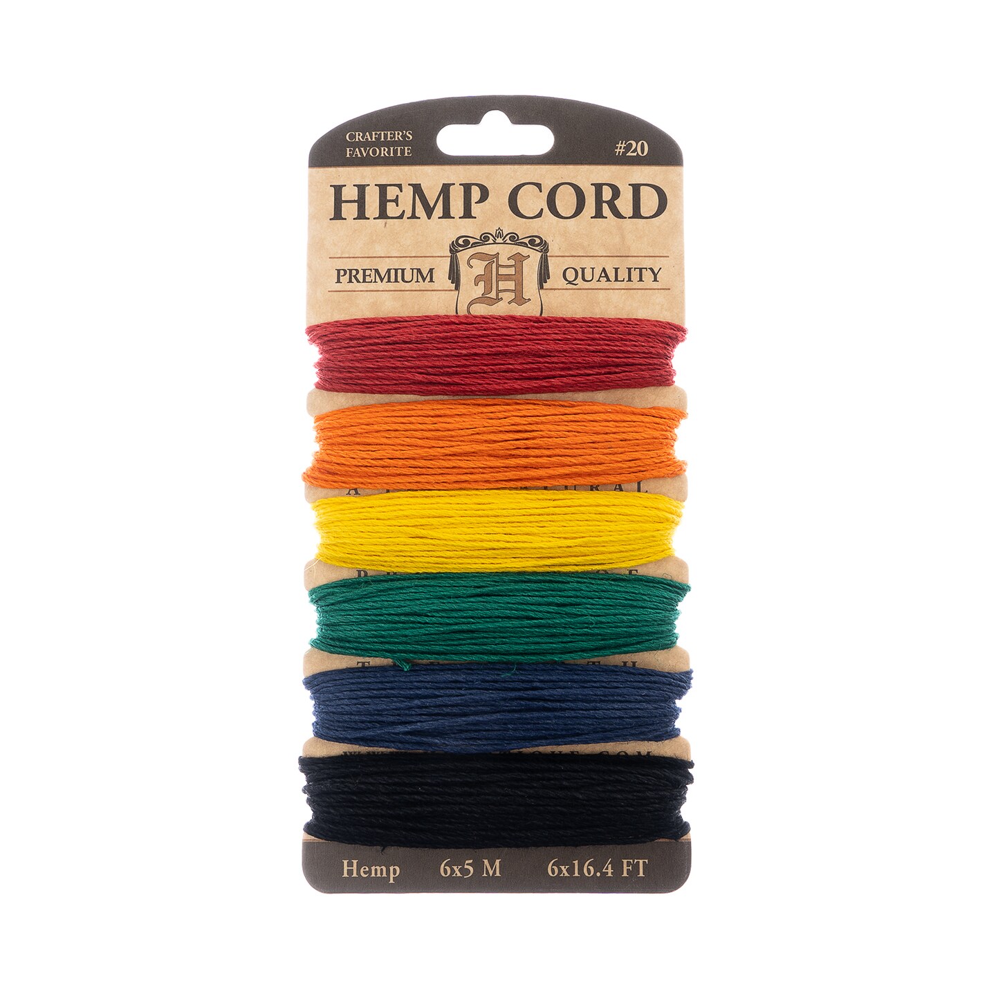John Bead Crayon Rainbow Natural Hemp Cord, 20 lb.