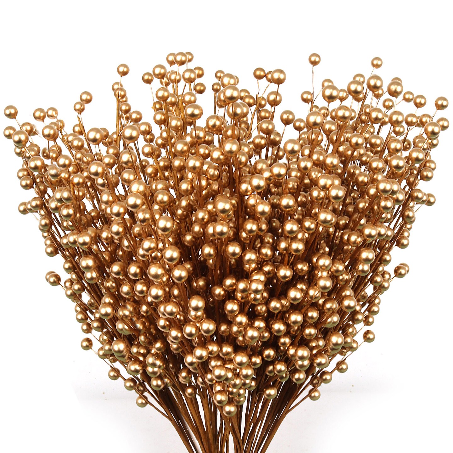 Set of 12 Gold Holly Berry Stems for Christmas Decorations - 17-Inch Picks with 35 Lifelike Berries for Wreaths, Garlands, and Crafts | 2024 Christmas Collection, Floral Home by Artificial Flowers