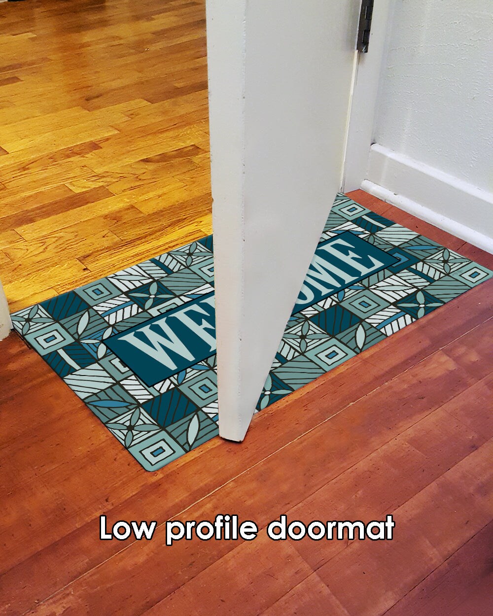 Welcome Floral Checkerboard 2 Door Mat (18 x 30&#x22;)