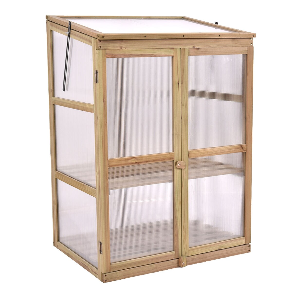 Garden Portable Wooden Raised Plants Greenhouse with Double Shelves