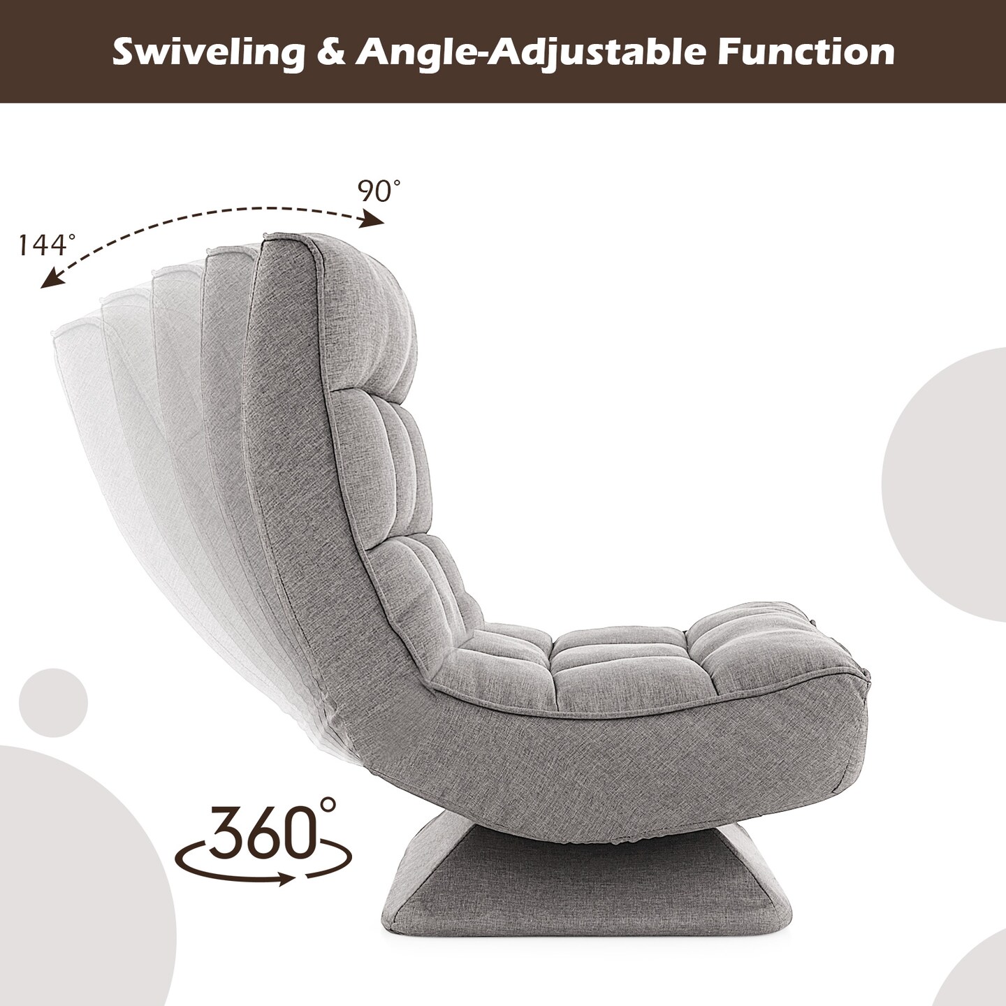 5-Level Adjustable 360&#xB0; Swivel Floor Chair with Massage Pillow