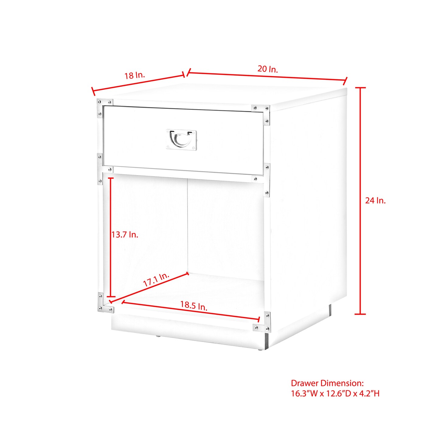 Odrini High Gloss Metal Corner Brackets Accent/Side Table/Nightstand