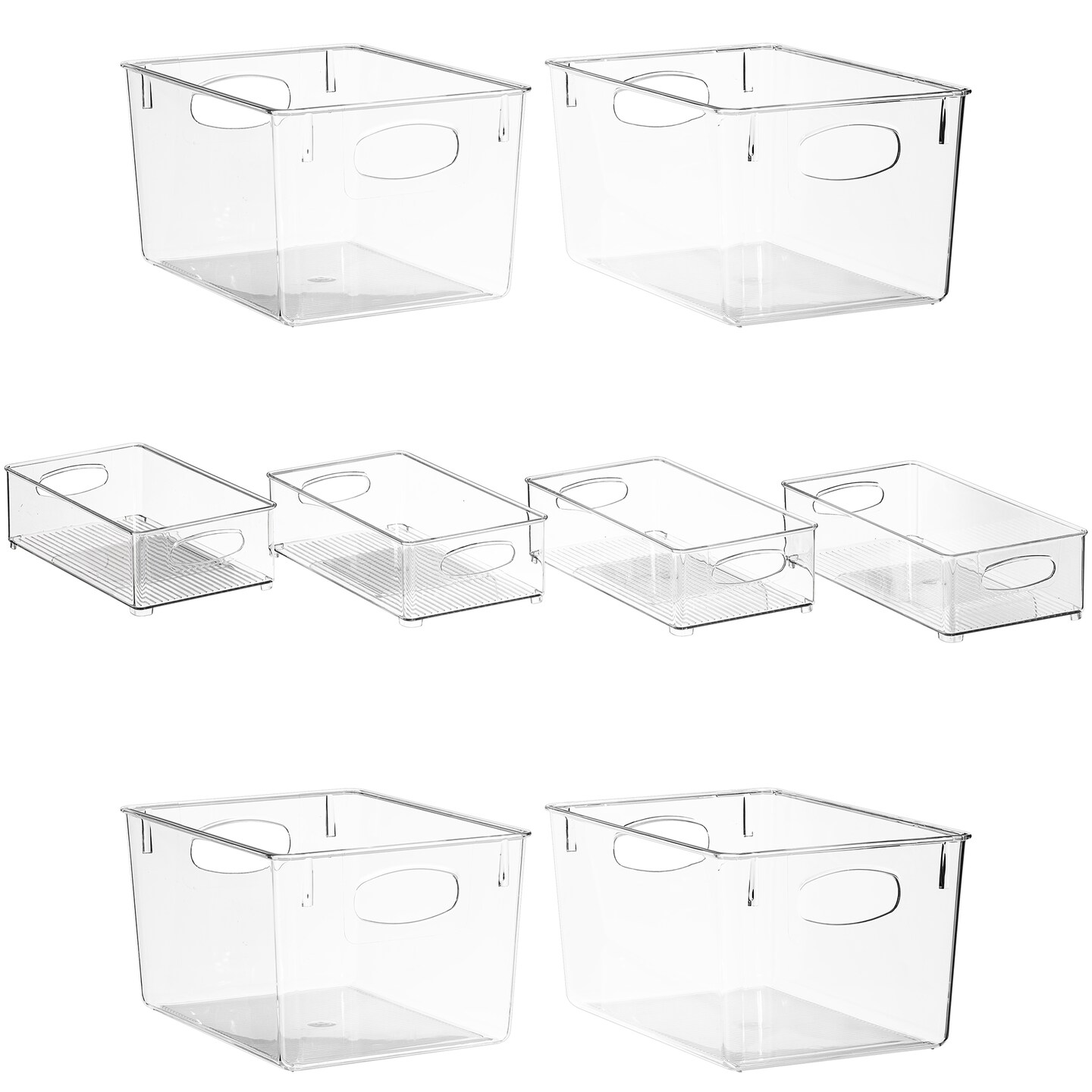 Set of 8, Stackable Clear Bins with Removable Dividers - Food Snack  Organizer, Pantry Organization and Storage - Plastic Home Containers -  Refrigerator, Fridge, Kitchen Cabinet Organizing Bins 
