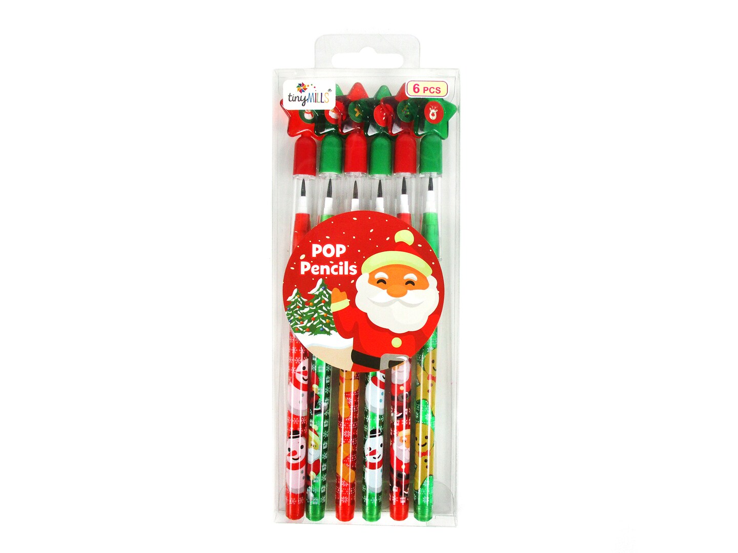 Christmas Stackable Point Pencils - Set of 6