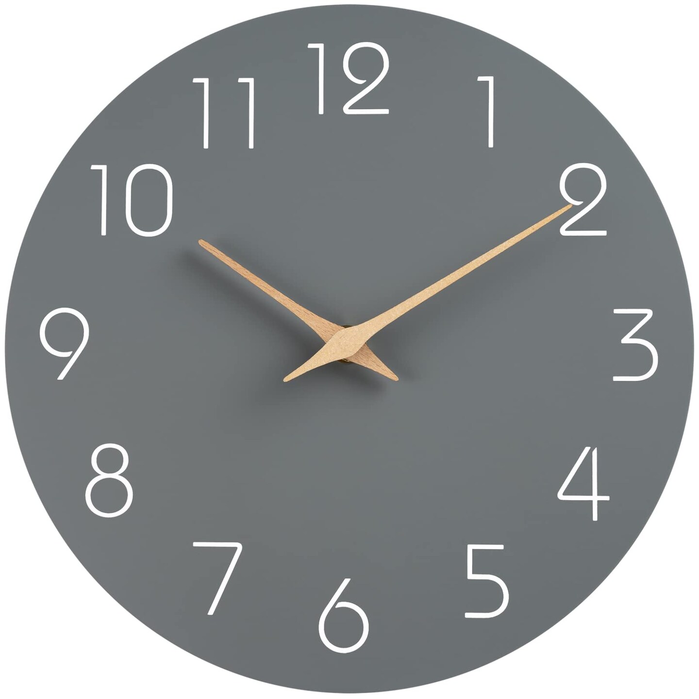 Wall Clock 14 Inch Wall Clocks Battery Operated Silent Non-Ticking, Simple Modern Wood Clock Decorative for Bedroom, Living Room, Kitchen, Home Office (Gray)