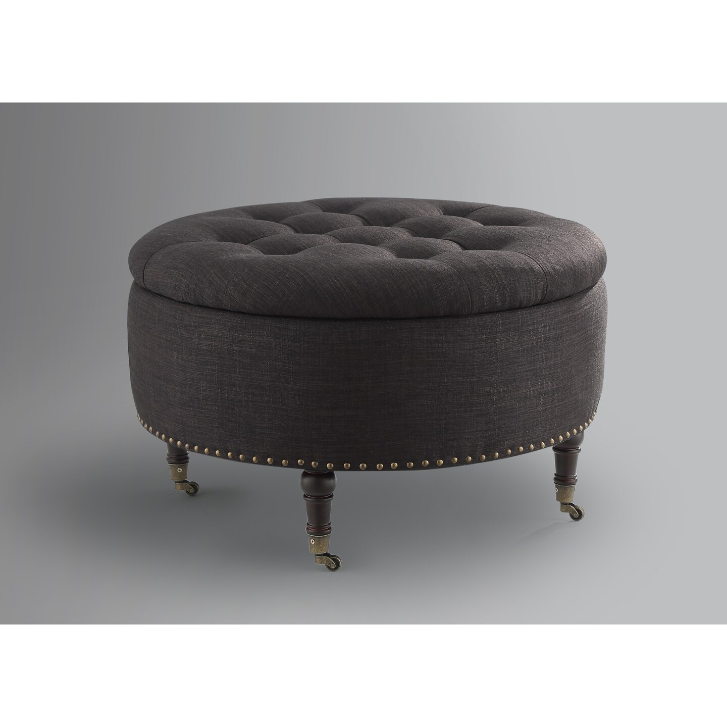 Renata Linen Button Tufting Ottoman