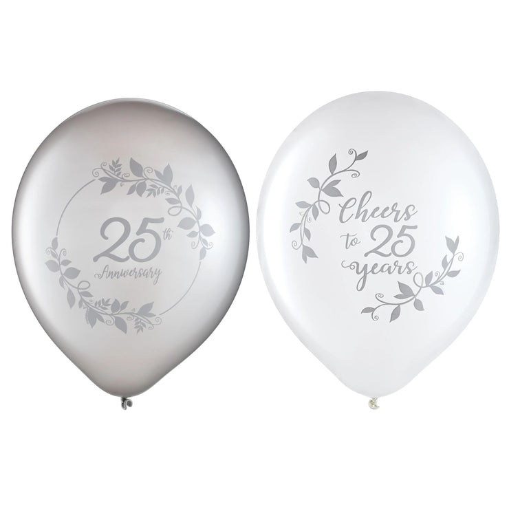 Happy 25th Anniversary 12&#x22; Latex Balloons, 15ct