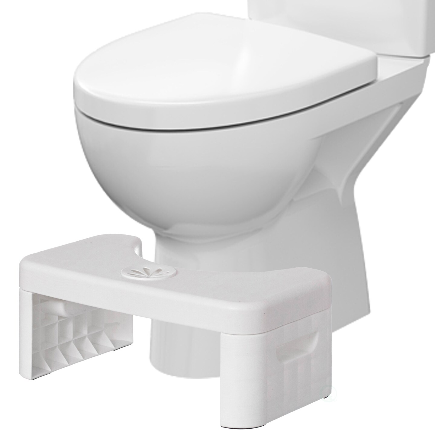Portable Squatting Bathroom Potty Stool, White Poop Foot Stool, 6.25” Toilet Assistance Foldable Step Stool with Freshener Space