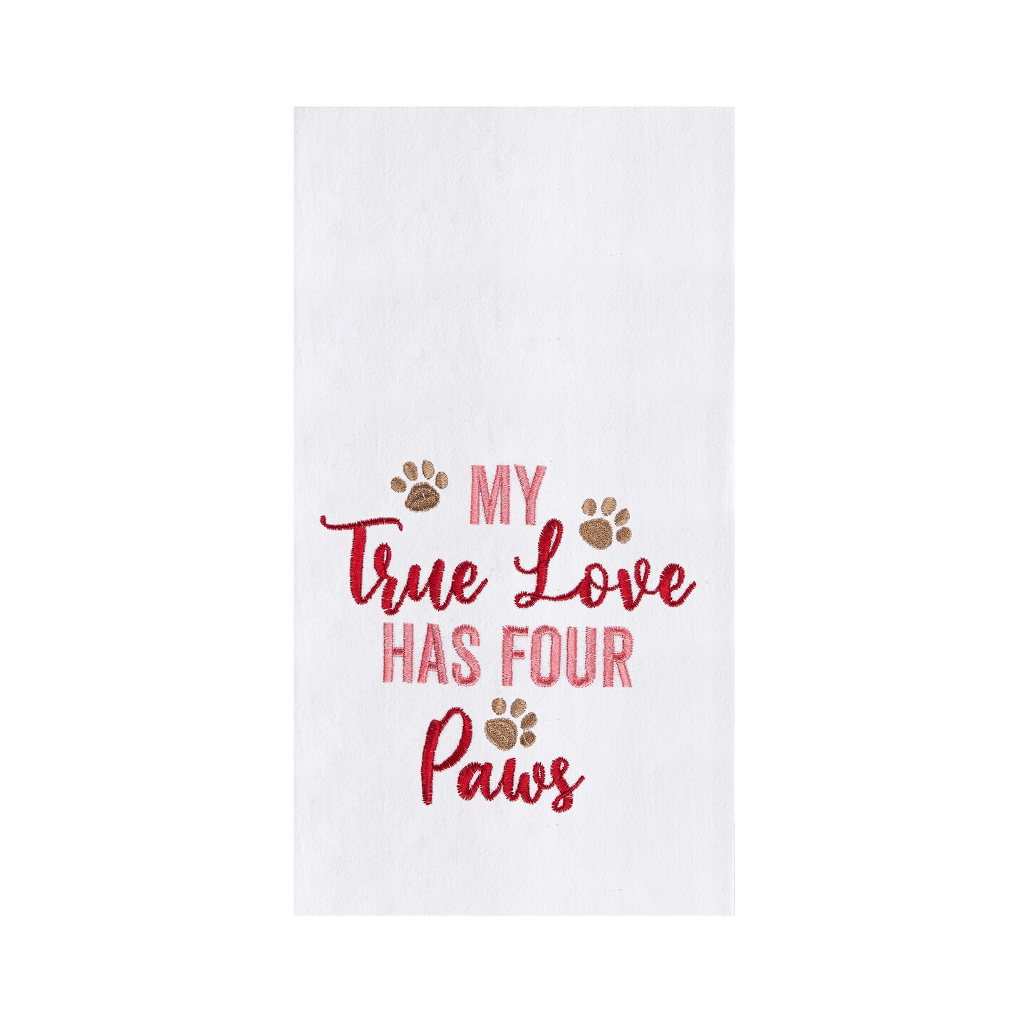 Valentine&#x27;s Day &#x22;True Love Has Four Paws&#x22; Kitchen Dishtowel