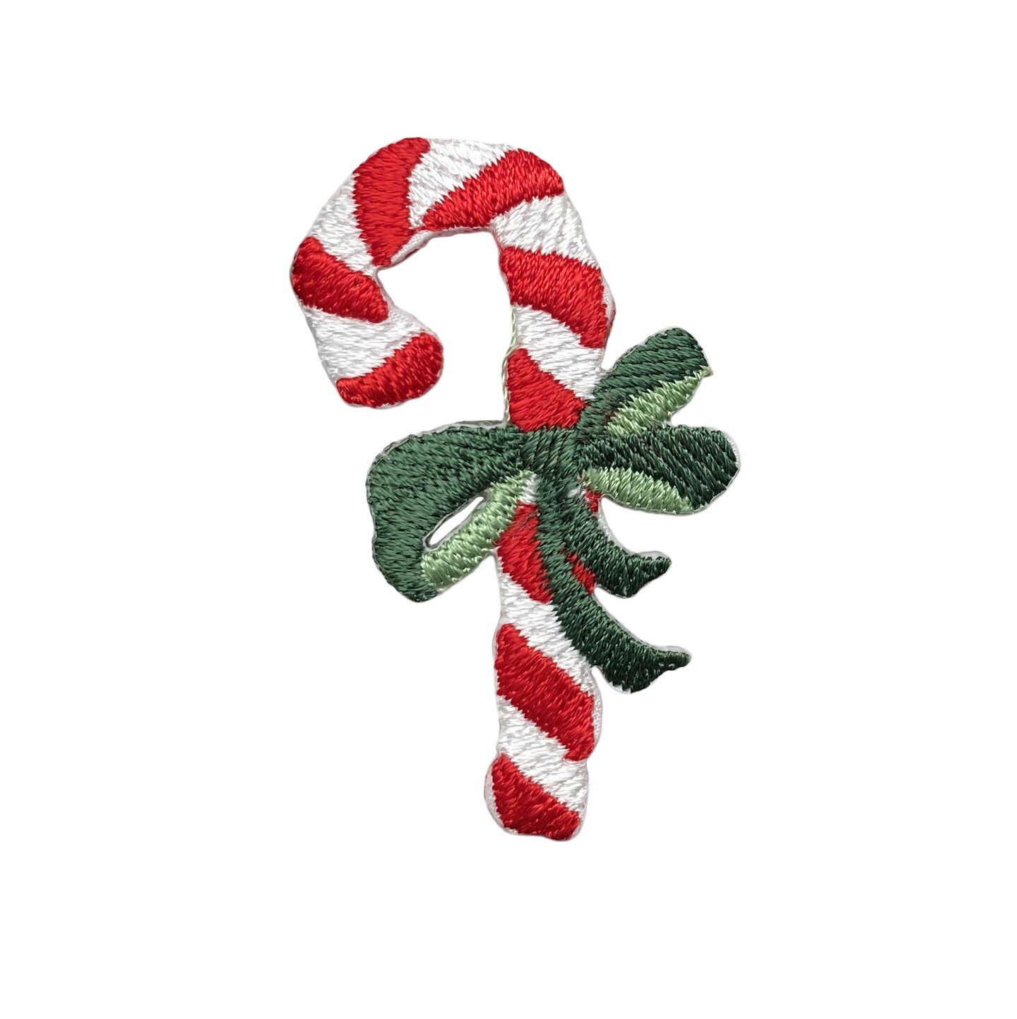 Candy Cane with Green Bow, Christmas, Embroidered, Iron on Patch