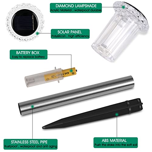 10 Pieces Solar Outdoor Lights, Waterproof Stainless Steel Solar Stake Lights for Pathway Garden Yard Path Walkway Driveway Lawn Decor - Cool White