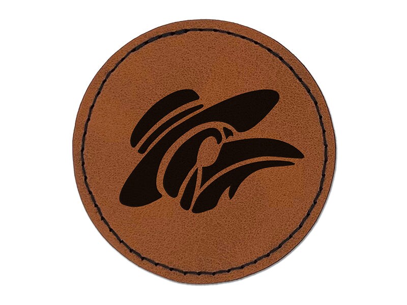 Plague Doctor Crow Raven Mask with Hat Round Iron-On Engraved Faux Leather Patch Applique - 2.5&#x22;
