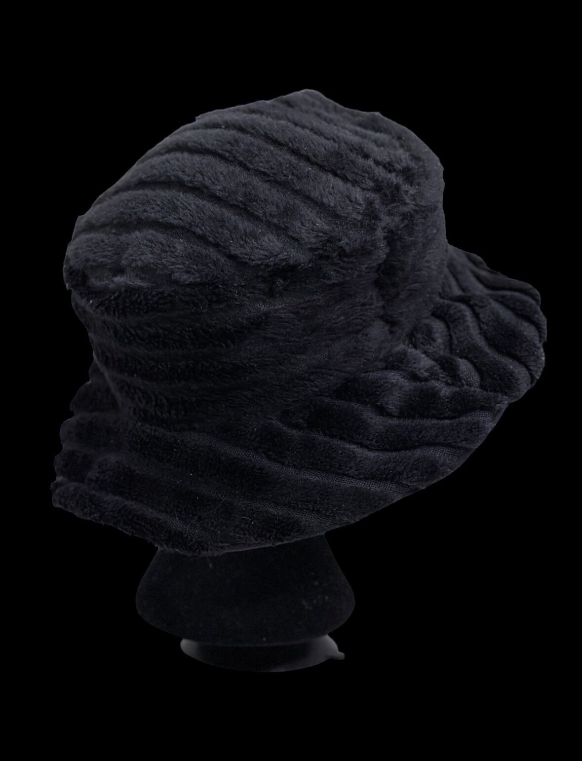 Handmade Black Knit Fur Reversible Winter Hat Bucket Hat product 4