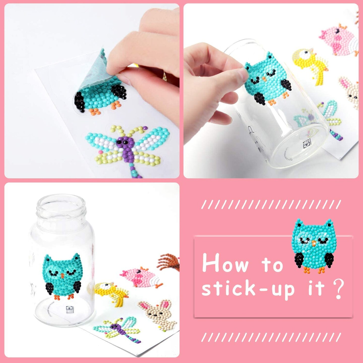 5D DIY Diamond Painting Stickers Kits for Kids 64 pcs