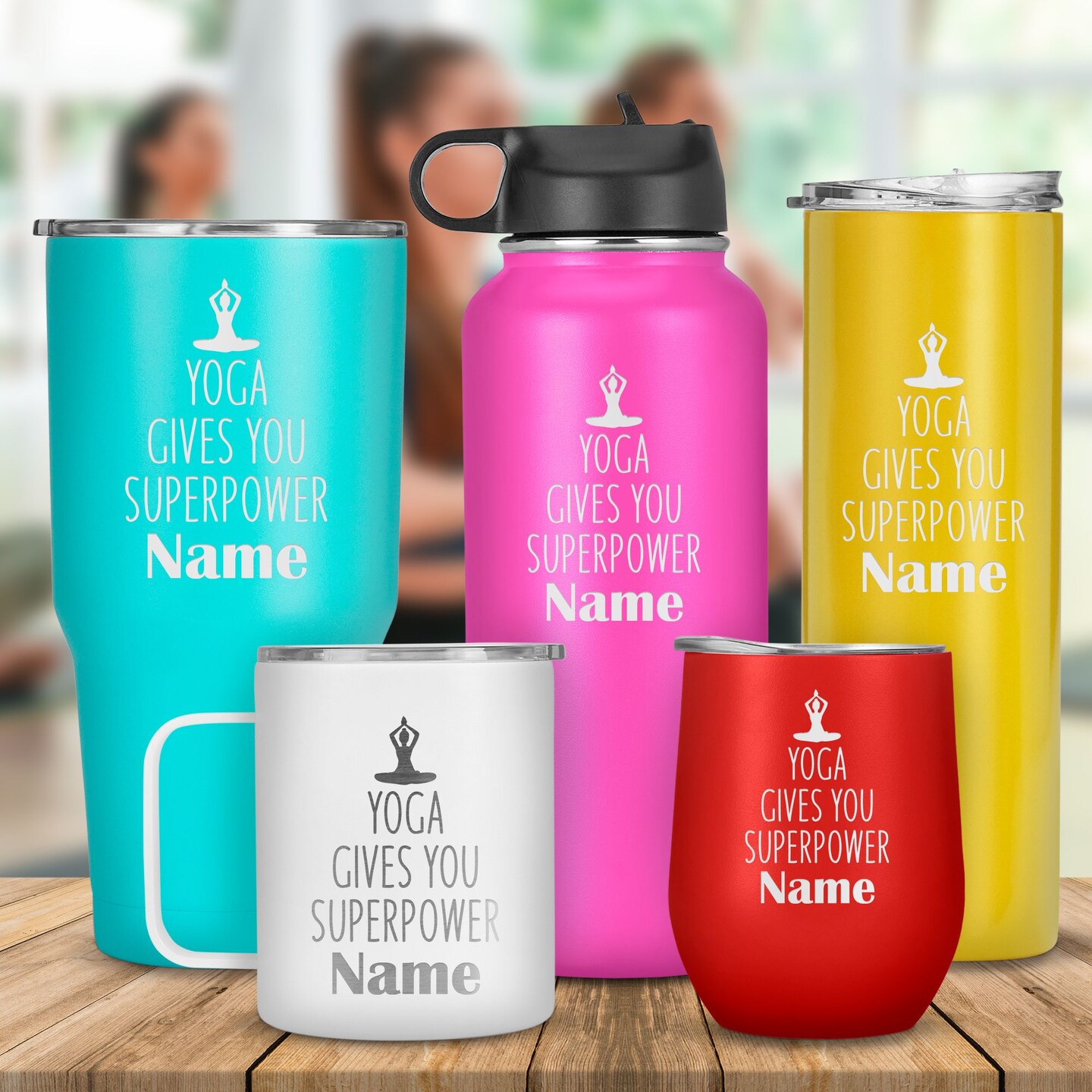 Customized Name Yoga Gives You Superpower Tumbler Cup, Laser