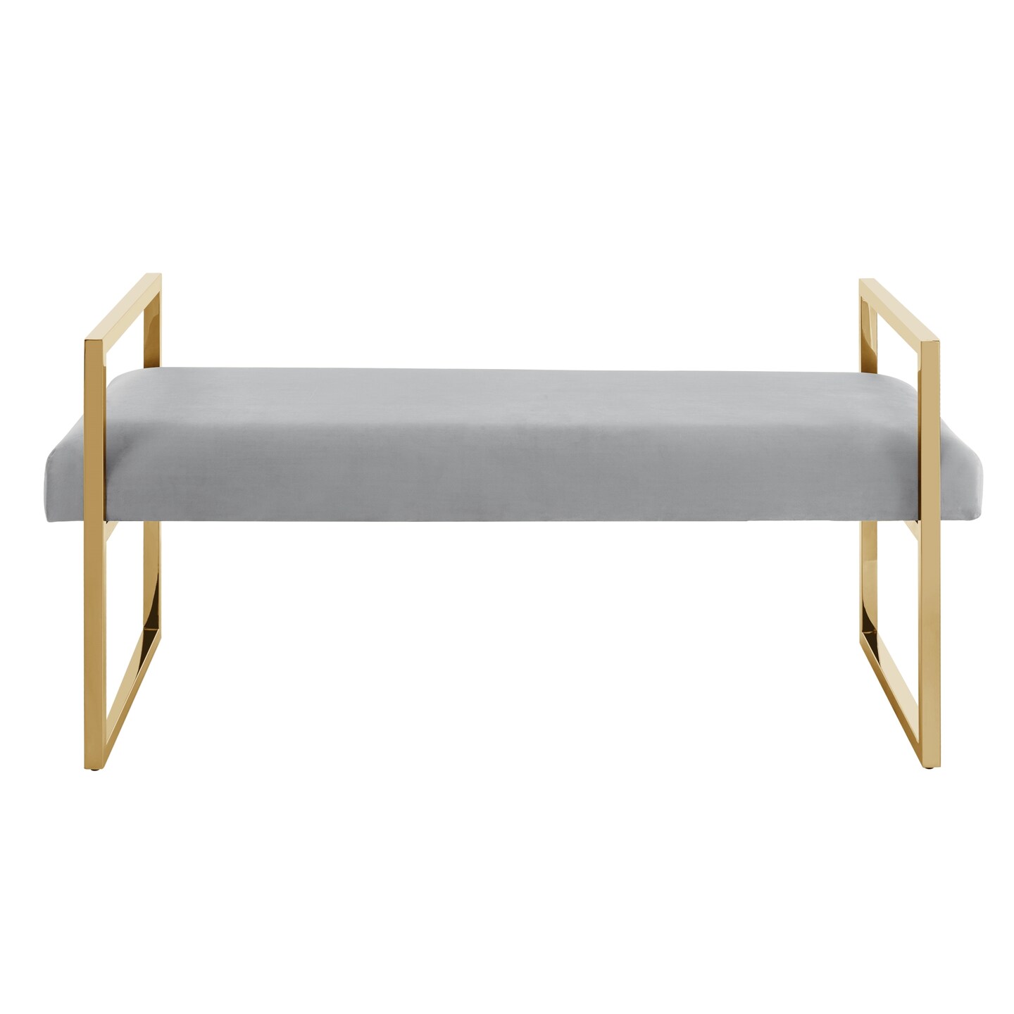 Maja Velvet/PU Leather Bench With Chrome/Gold Base