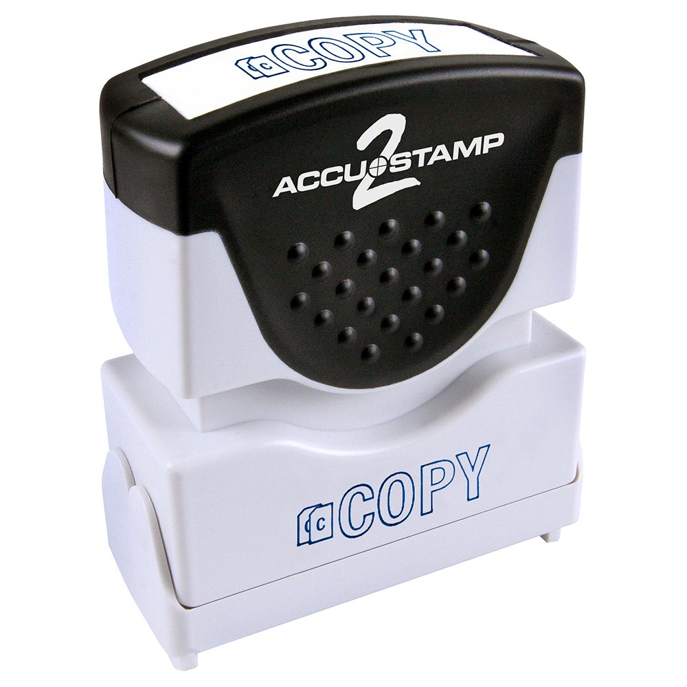 ACCUSTAMP2 Message Stamp, 1-color, Pre-inked, COPY, 1-5/8&#x22; x 1/2&#x22; impression size, Blue Message and Symbol