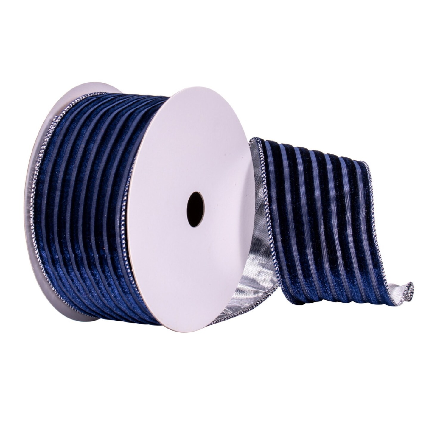 2.5"x10yd Navy Stripe Gold Back Ribbon Michaels