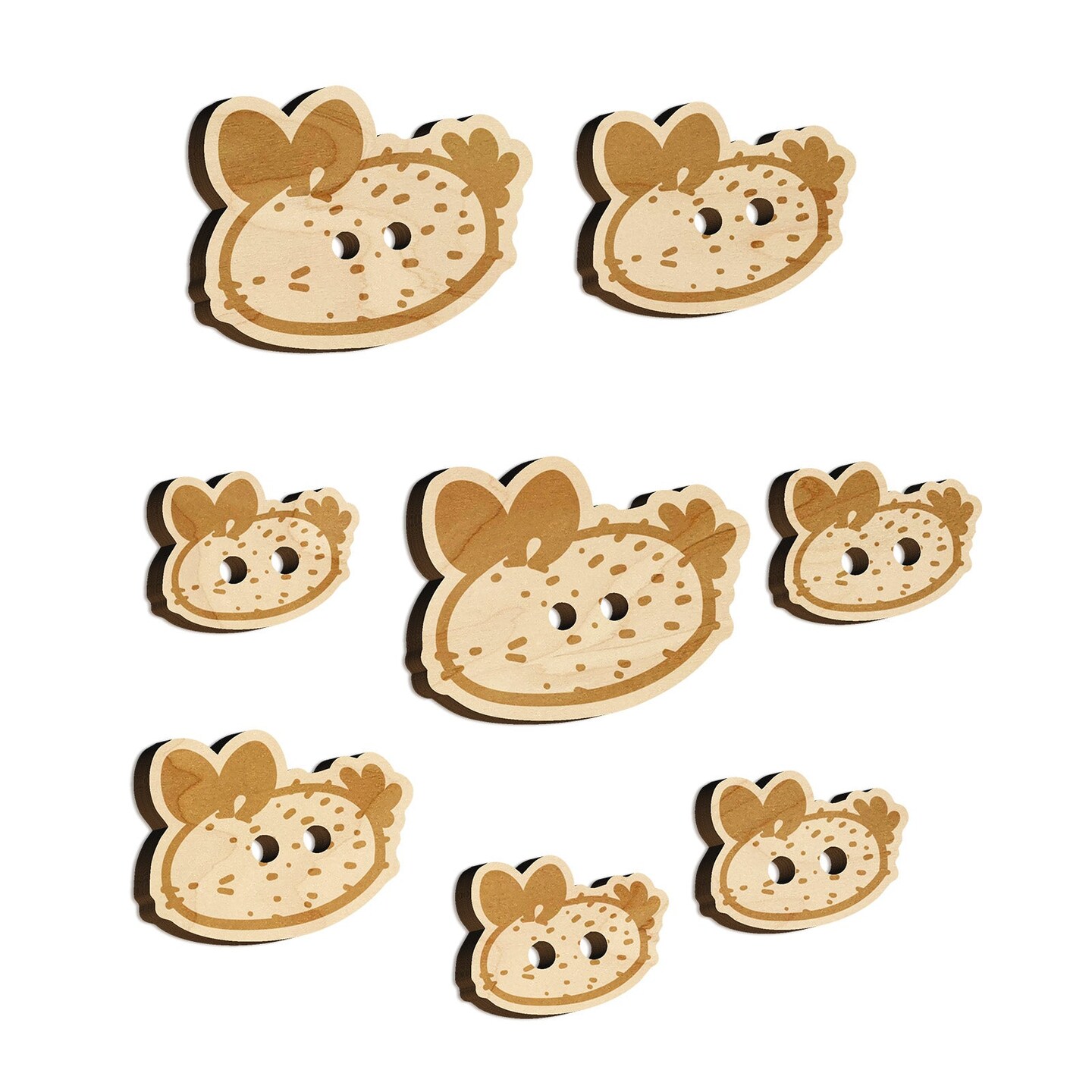 Kawaii Sea Bunny Slug Wood Buttons for Sewing Knitting Crochet DIY Craft