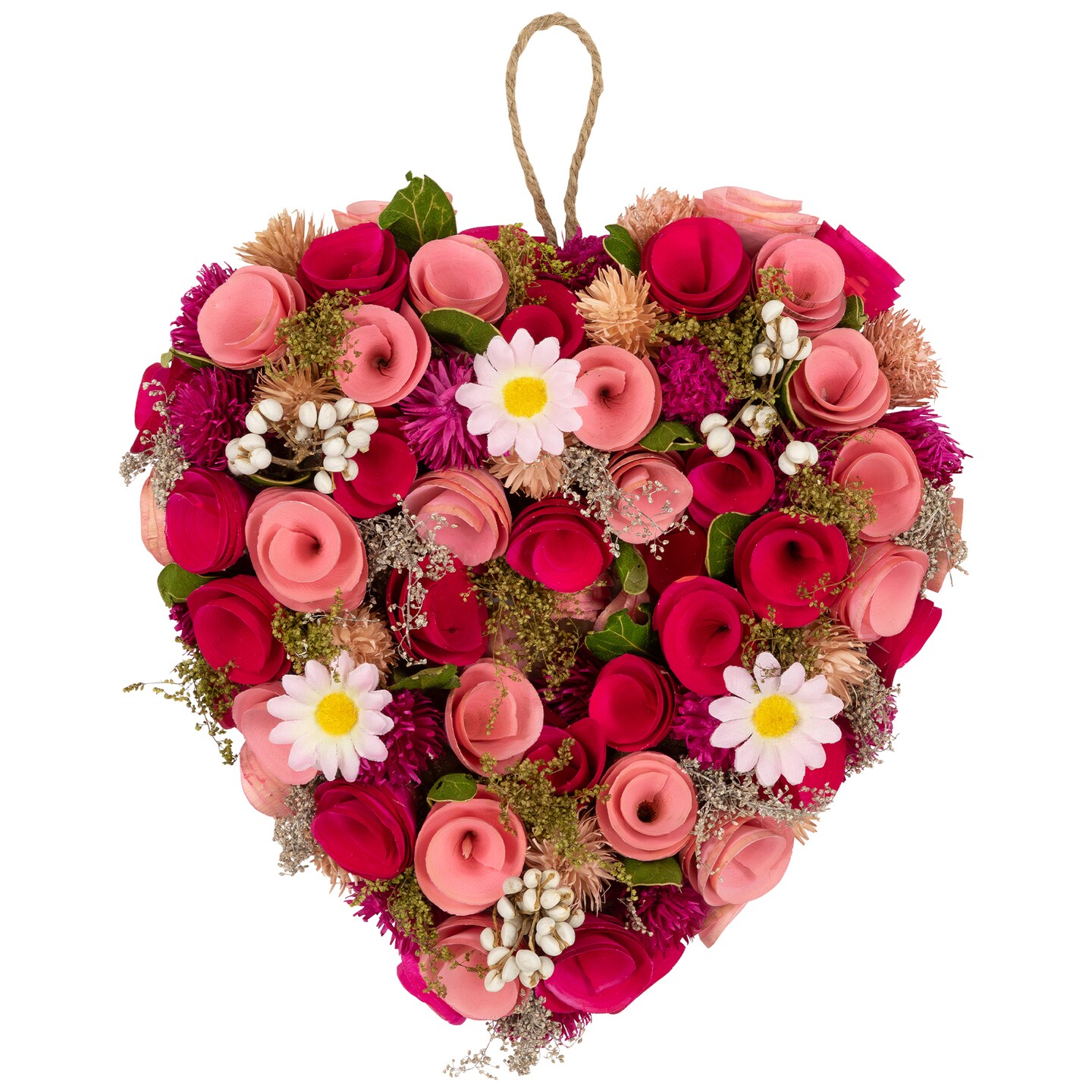 Northlight Mixed Floral and Berries Artificial Valentine's Day Heart Wreath - 10.25"