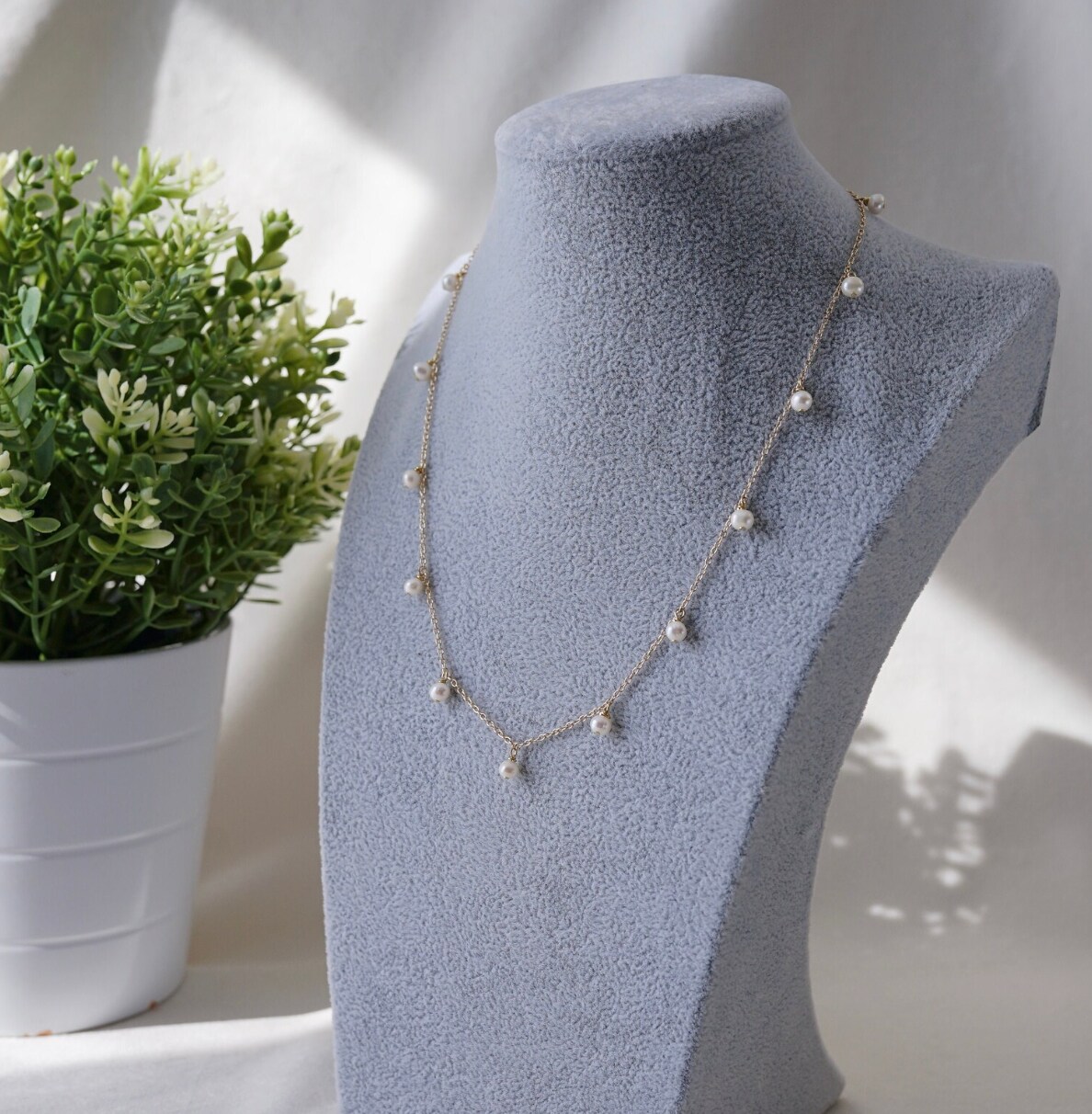 Amaury: Men's Fine Silver Satelite Pearl Chain Necklace – angenoir
