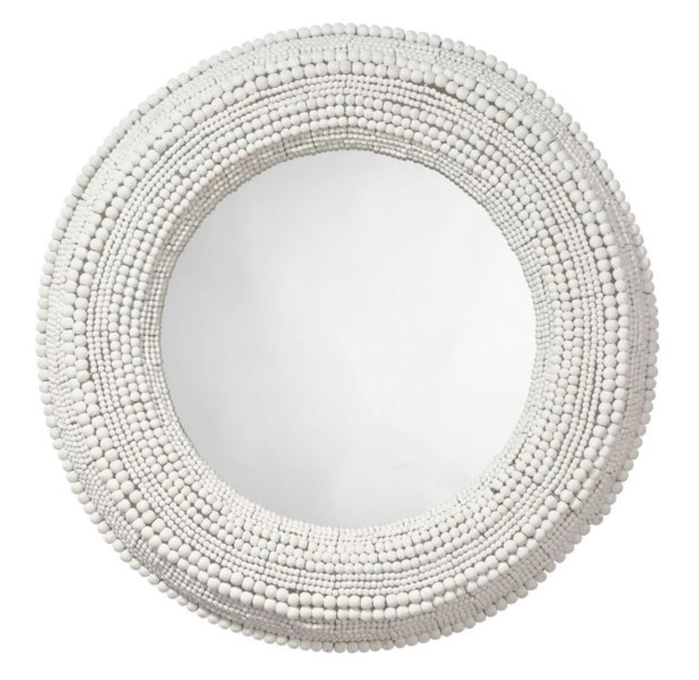 Outdoor Living and Style Strand Beaded Framed Wall Mirror - 37.5&#x22; - White