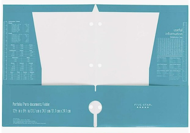 5 Pack: Five Star 4 Pocket Paper Folder Assorted Colors.